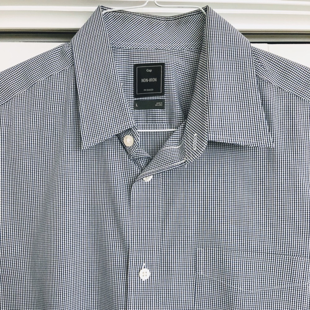 Used Gap Non-Iron Casual Shirt Large Blue Black